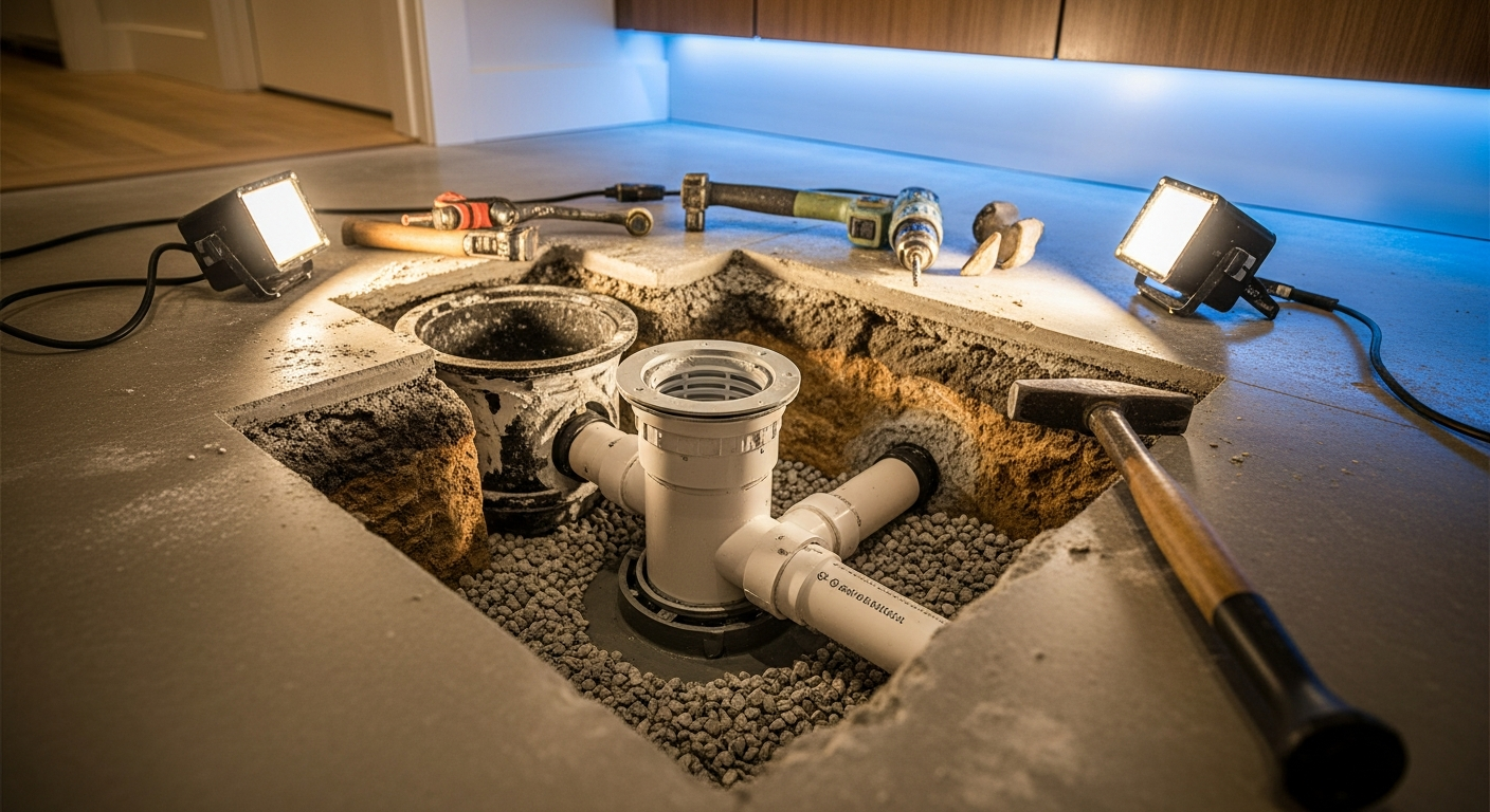 Detail view of a drain repair job finished in Markham — expert craftsmanship