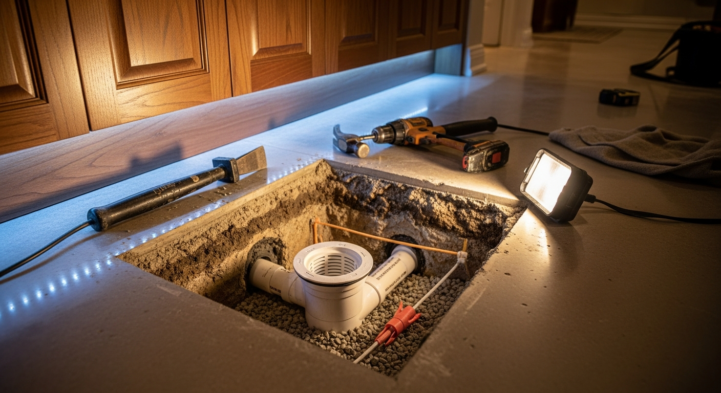 On-site drain repair install detail at a Mississauga property