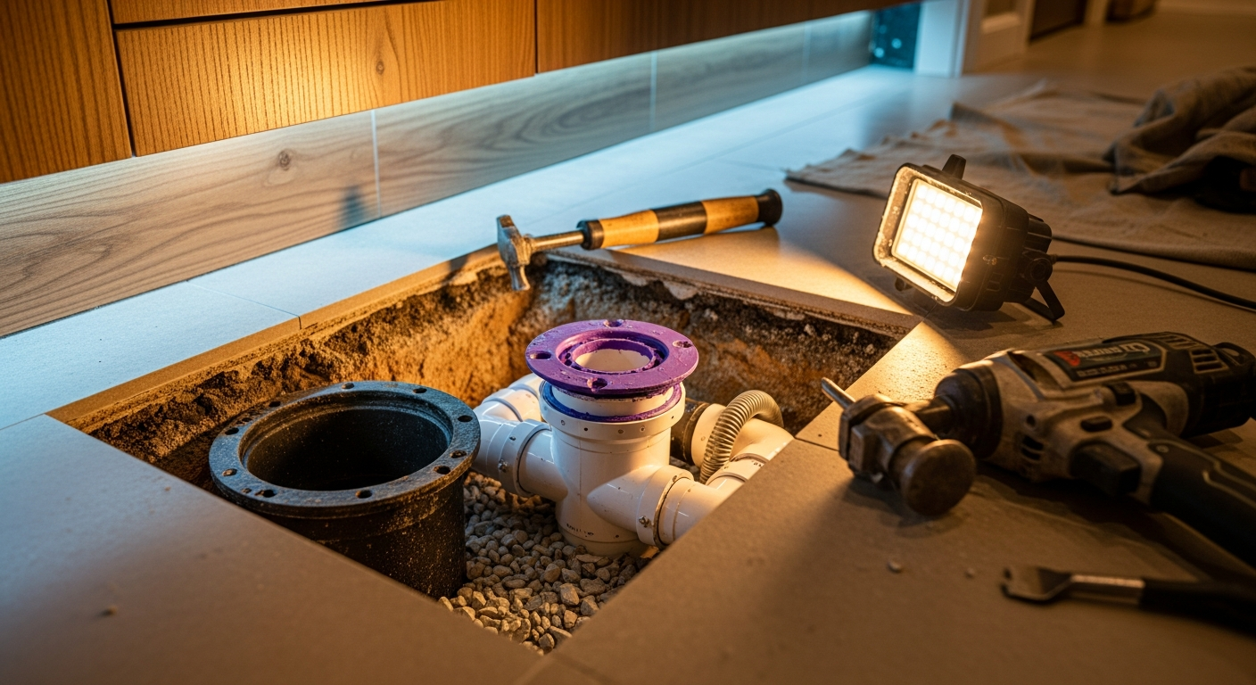 Recently completed drain repair renovation in a Uxbridge home