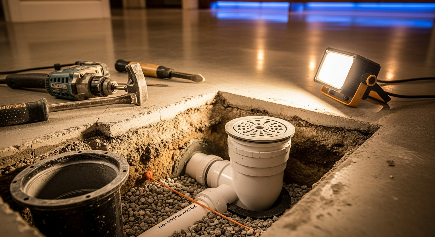Completed drain repair work showcasing finishing details in Whitby