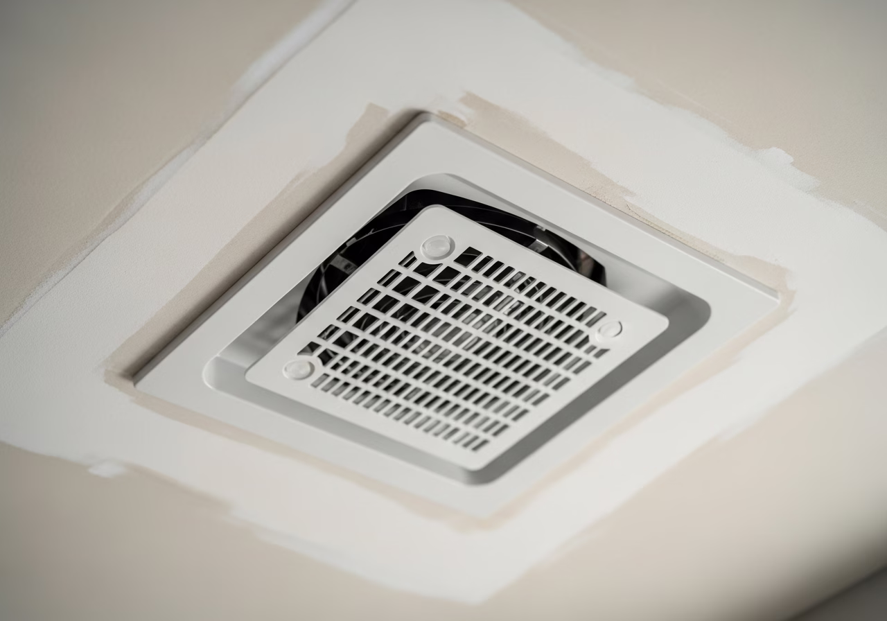 Close-up detail of professionally completed Bathroom Exhaust Fan Installation