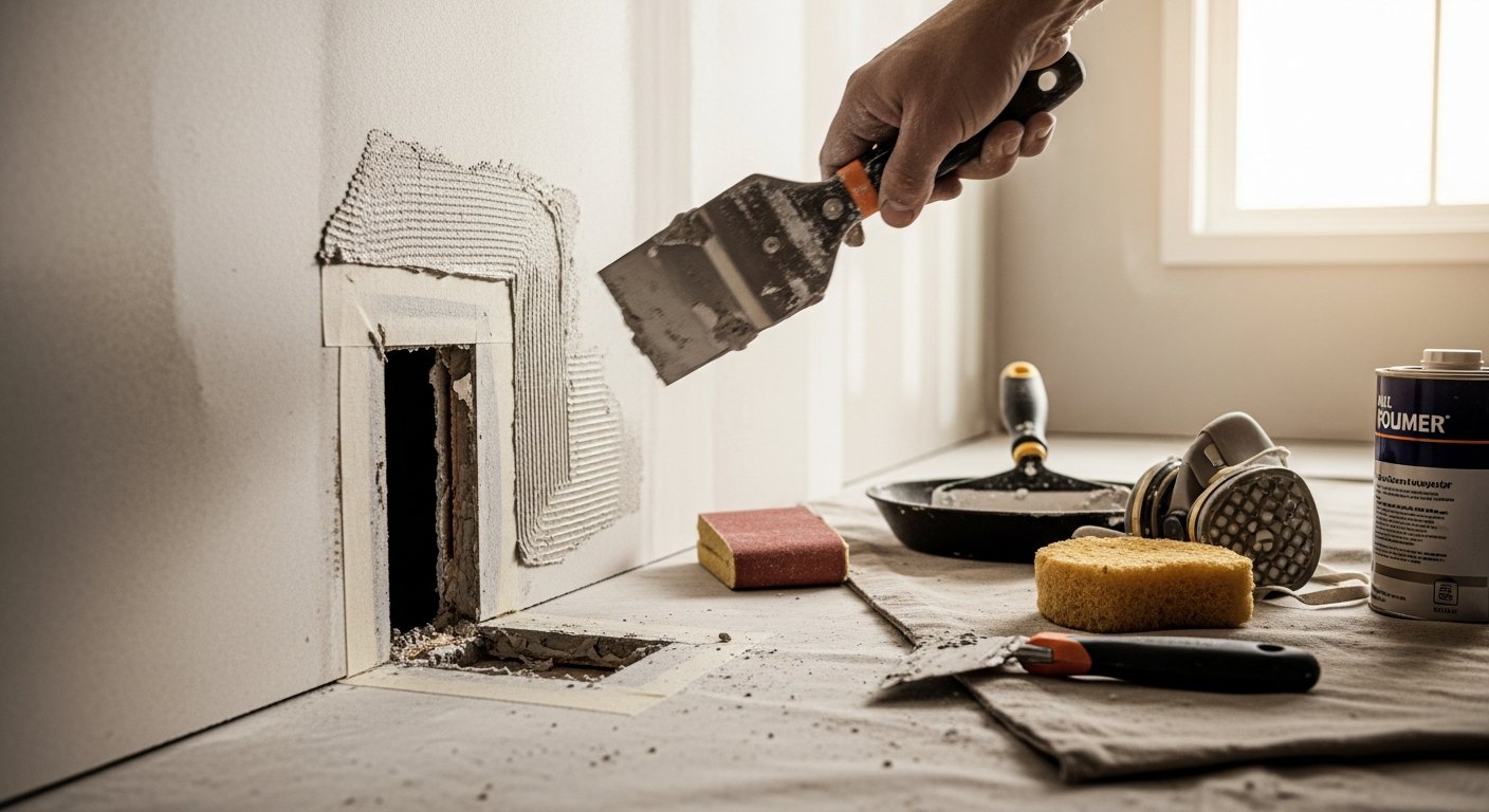 On-site drywall repair install detail at a Vaughan property