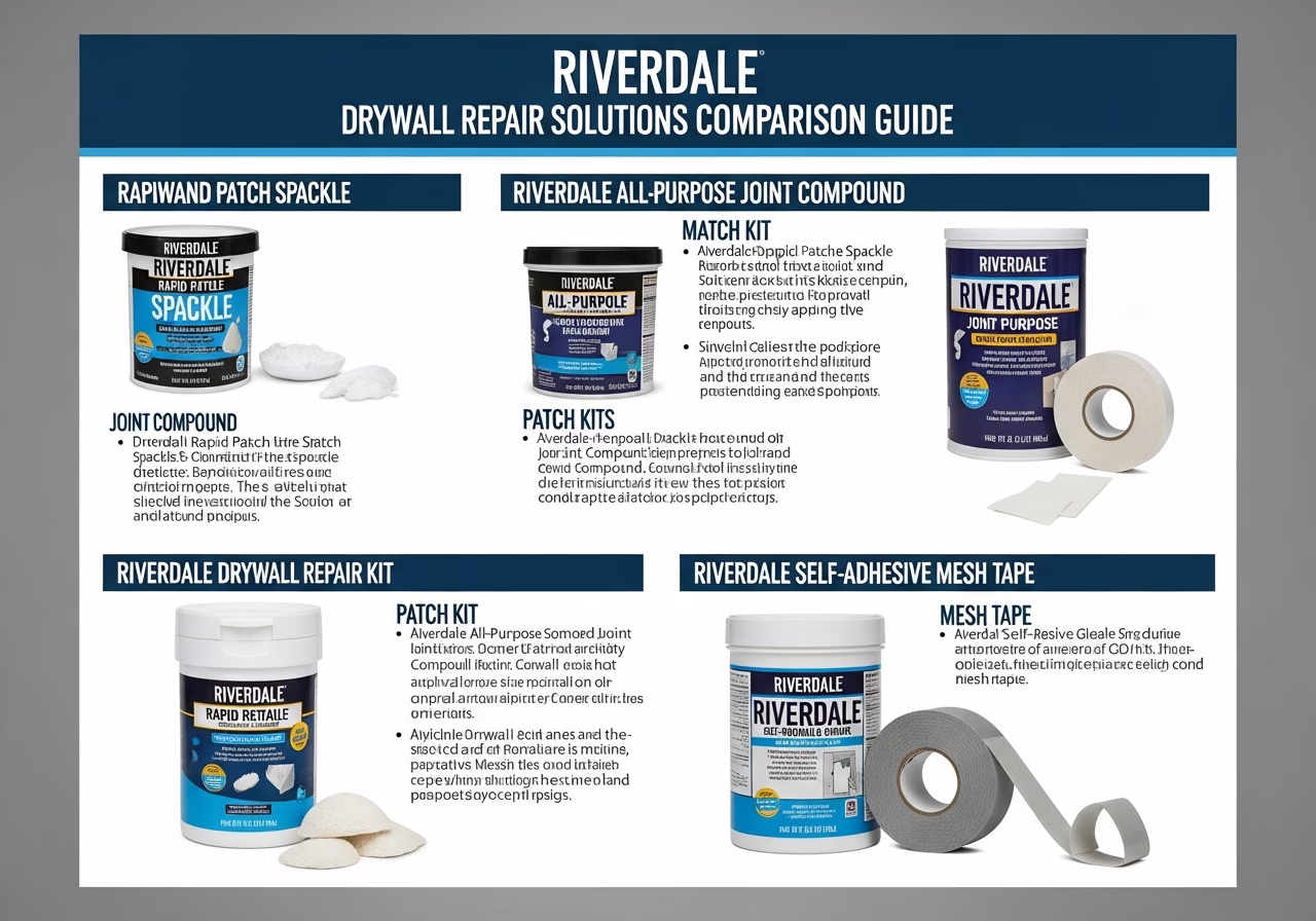 Side-by-side product and material comparison for drywall repair riverdale โ typical brands and finishes used in Toronto drywa