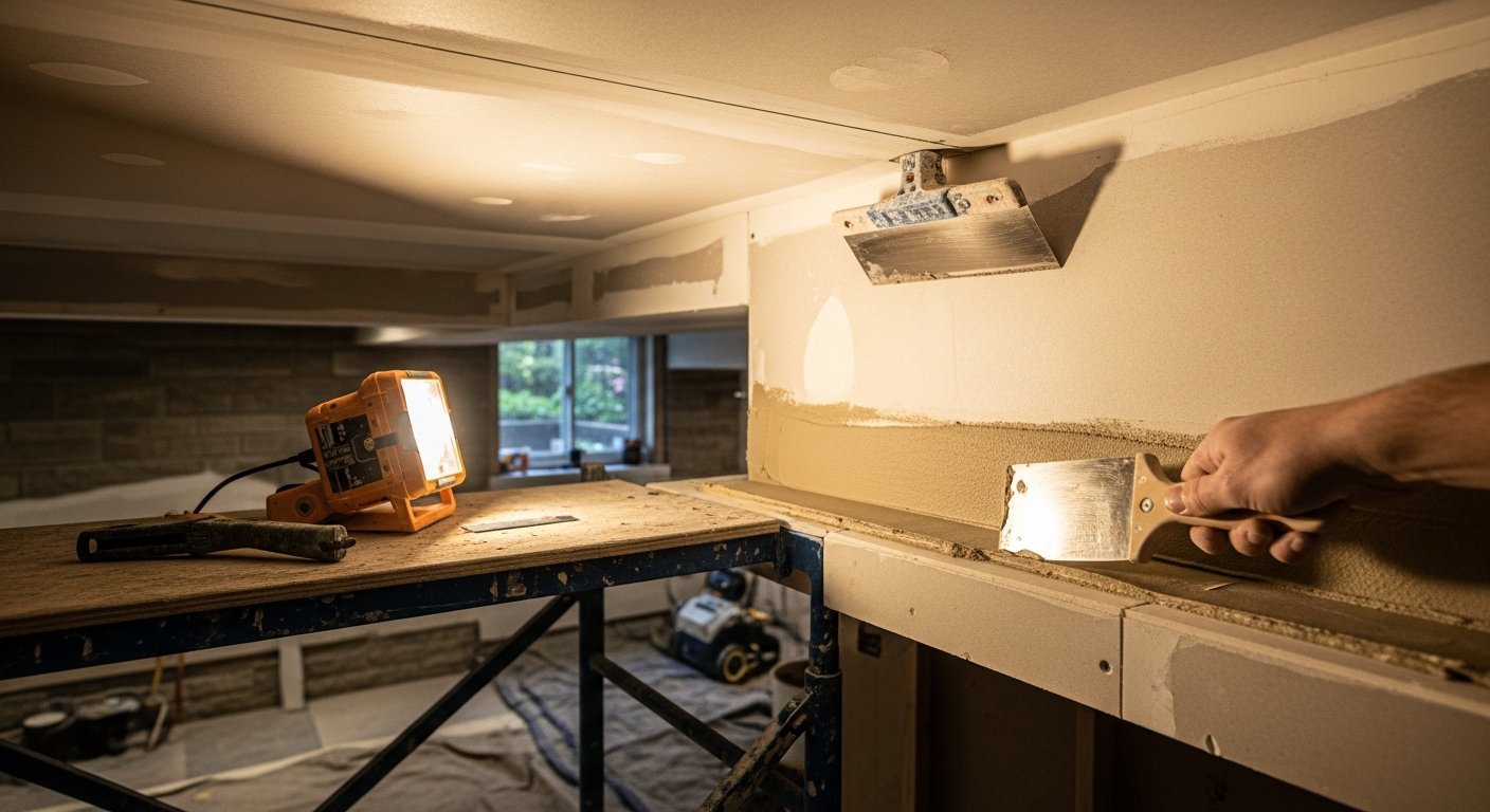 Recently completed drywall taping & finishing renovation in a Burlington home