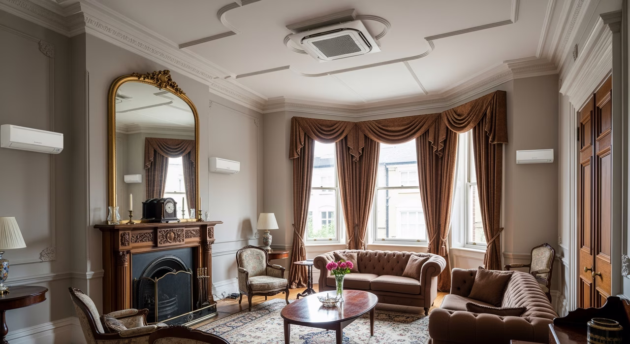 Three-zone Daikin Aurora ductless heat pump installed in Cabbagetown heritage Victorian