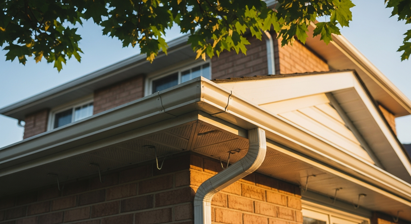 Editorial detail of a Ajax eavestrough repair & installation install — visible quality finish