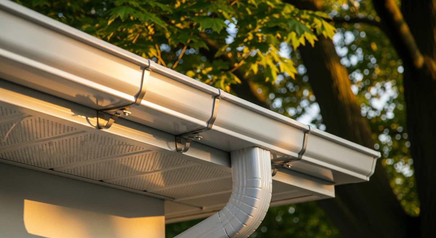 Final result of a eavestrough repair & installation project at a Brock residence