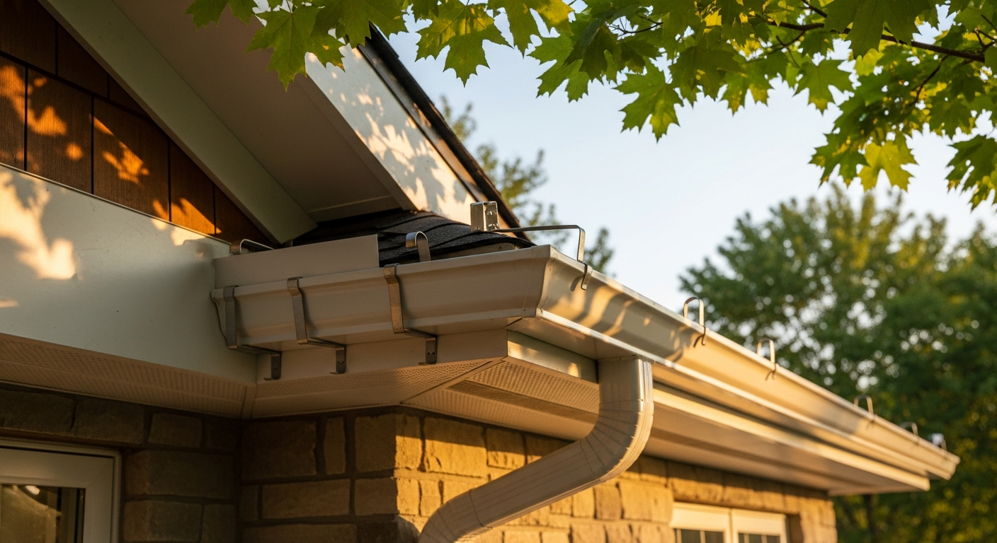 Detail view of a eavestrough repair & installation job finished in Caledon — expert craftsmanship