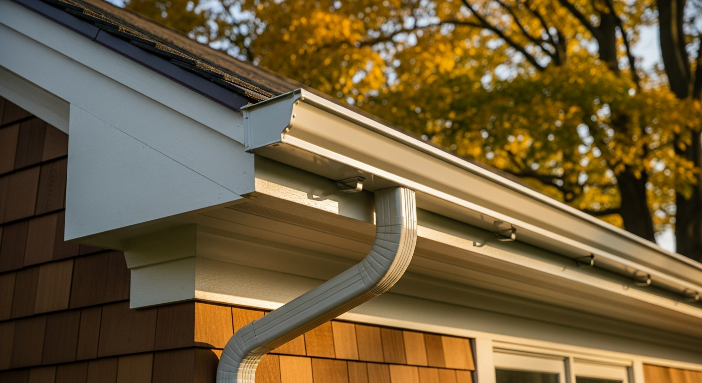 Editorial detail of a King City eavestrough repair & installation install — visible quality finish