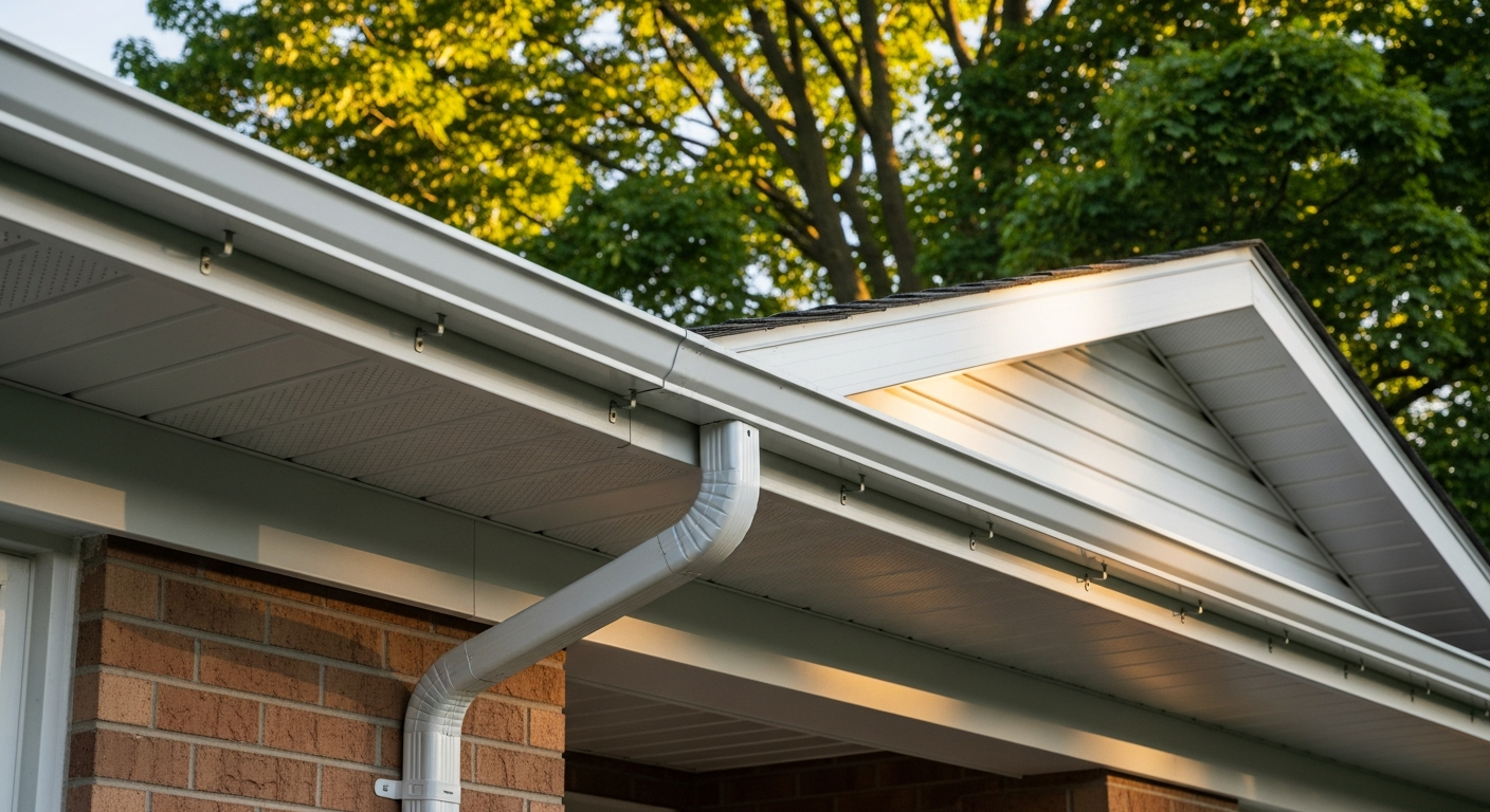 On-site eavestrough repair & installation install detail at a Pickering property