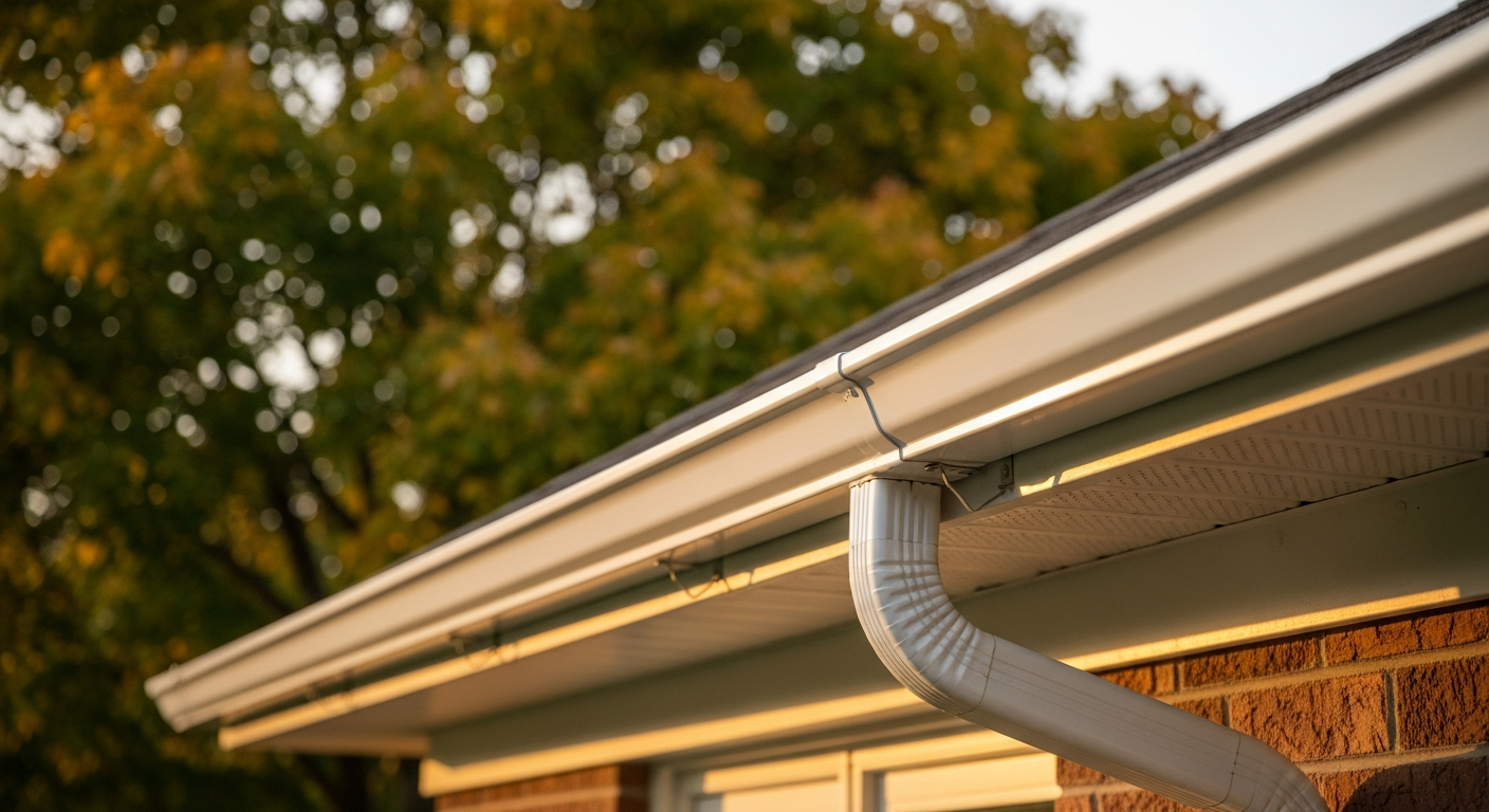 Editorial detail of a Uxbridge eavestrough repair & installation install — visible quality finish