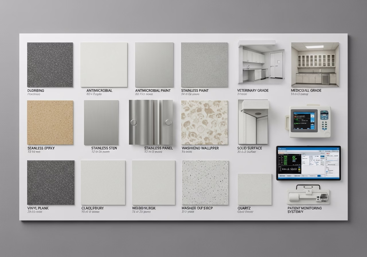 Veterinary Clinic Buildout brand and material comparison