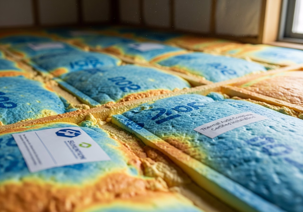 Close-up detail of professionally completed Insulation Audit (Thermal)