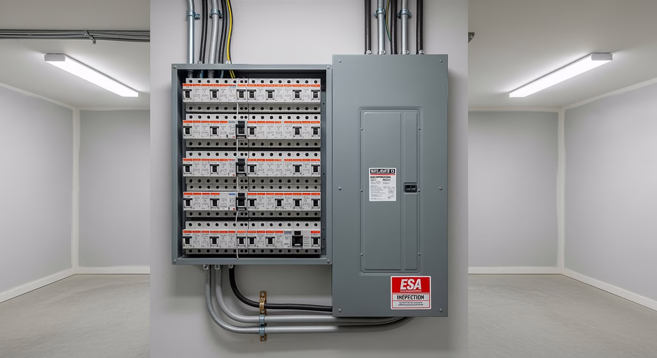 Electrical Panel in Toronto — RenoHouse 309A Master Electrician (ECRA/ESA) on a GTA job site — close-up