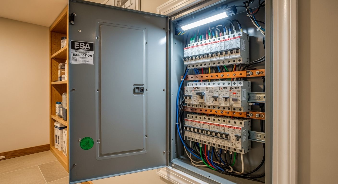 Detail view of a electrical panel upgrade & installation job finished in Ajax — expert craftsmanship