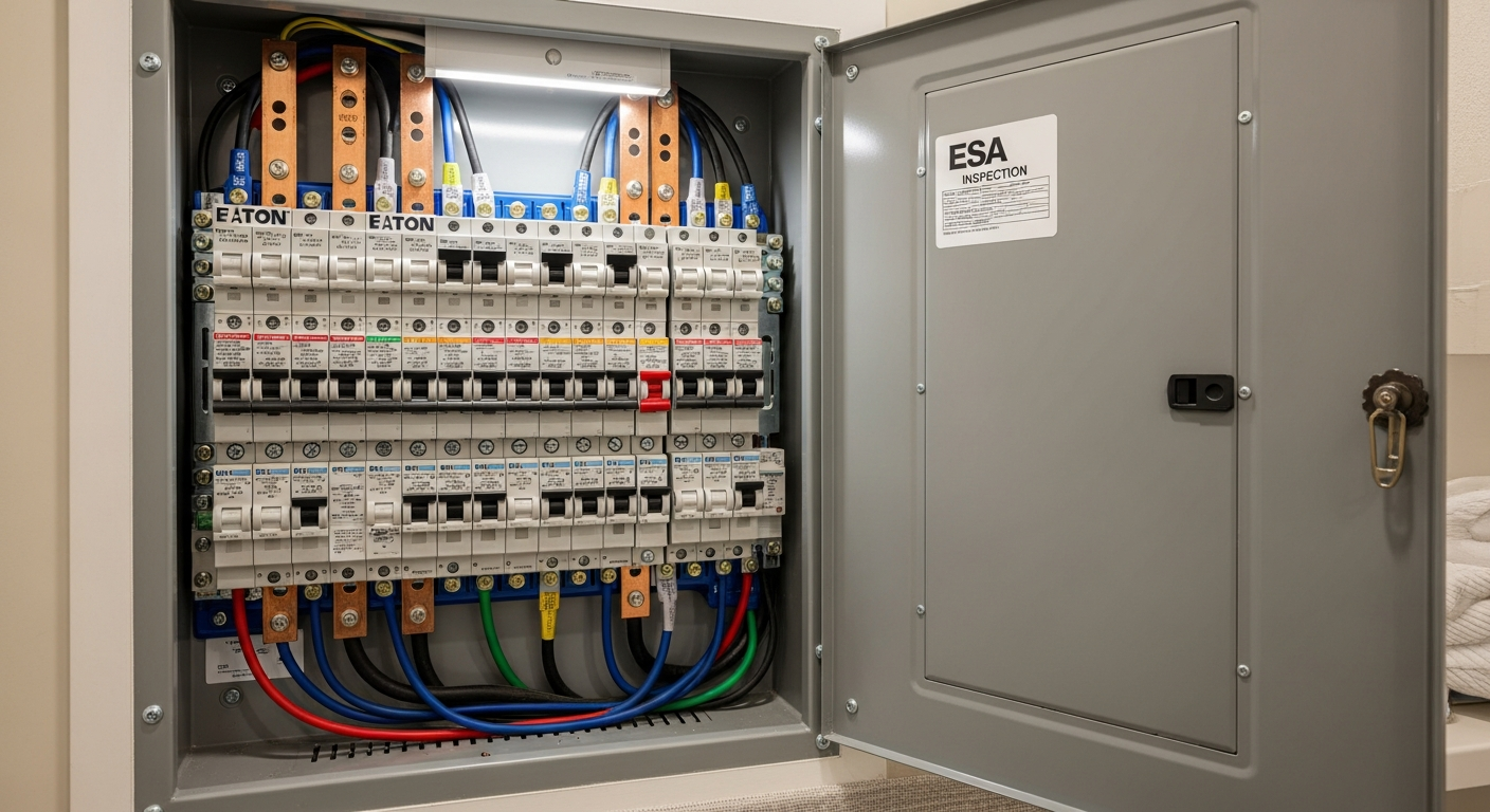 Editorial detail of a Aurora electrical panel upgrade & installation install — visible quality finish