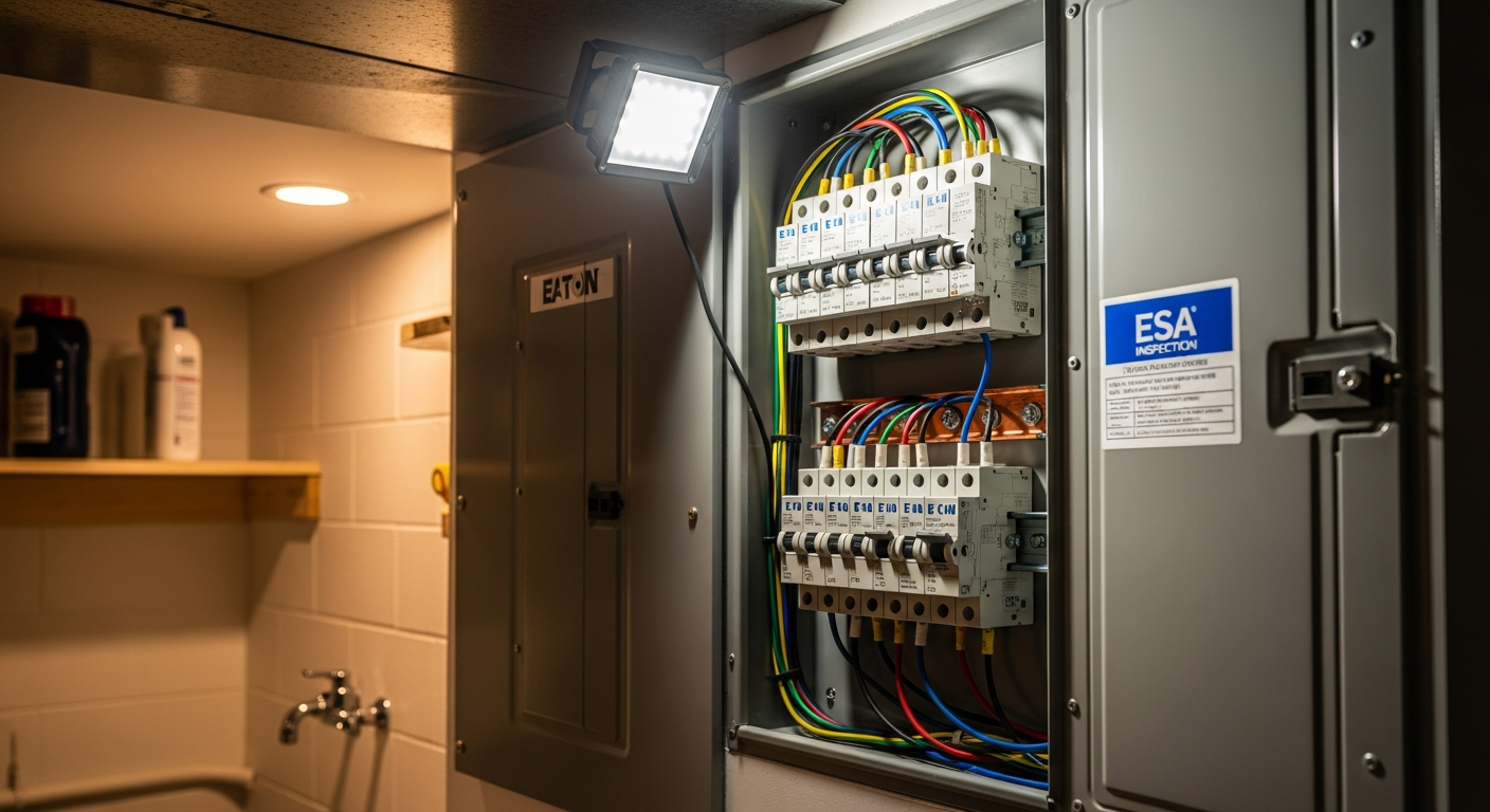 Completed electrical panel upgrade & installation work showcasing finishing details in Burlington