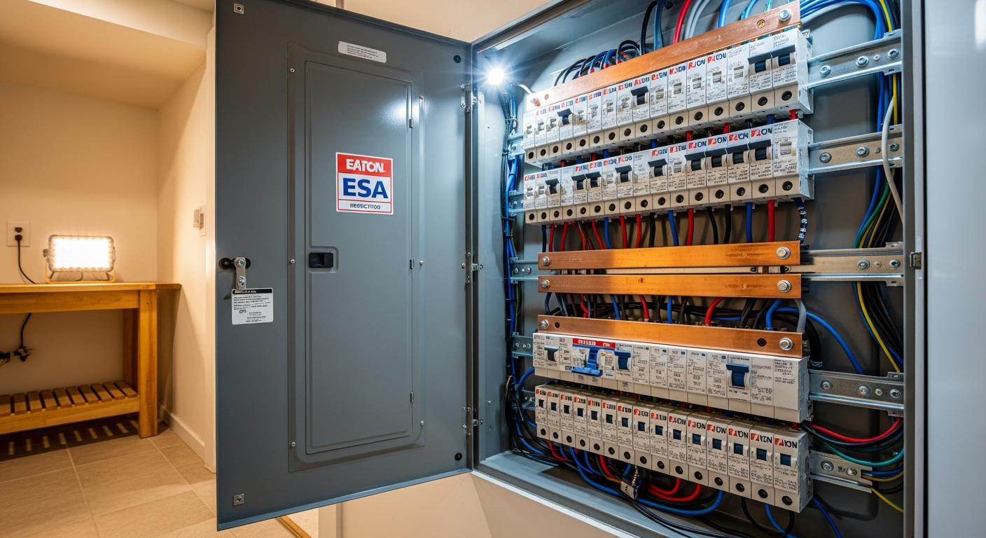 Recently completed electrical panel upgrade & installation renovation in a Clarington home