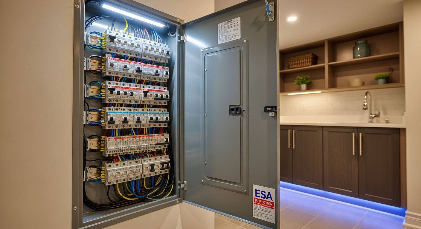 On-site electrical panel upgrade & installation install detail at a East Gwillimbury property