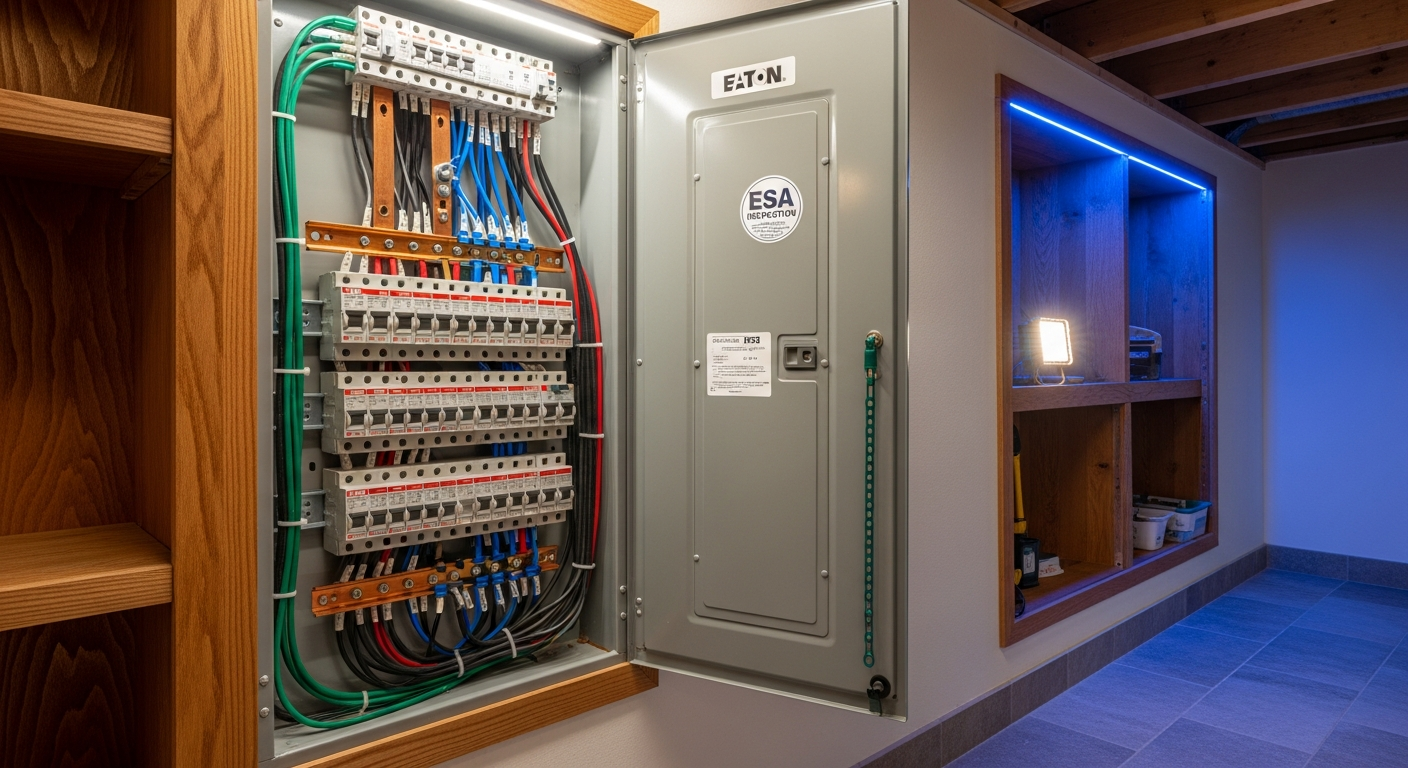 Final result of a electrical panel upgrade & installation project at a Milton residence