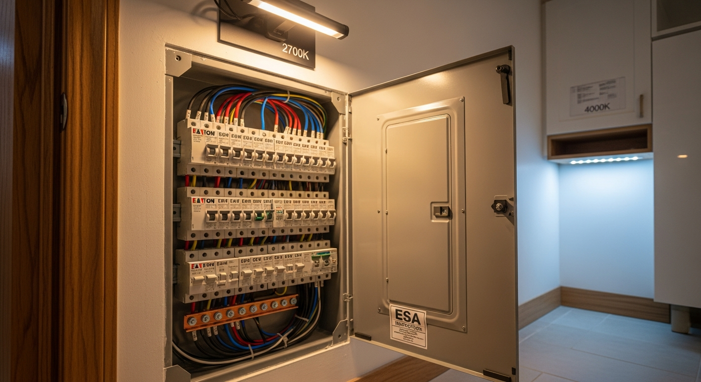Completed electrical panel upgrade & installation work showcasing finishing details in North York