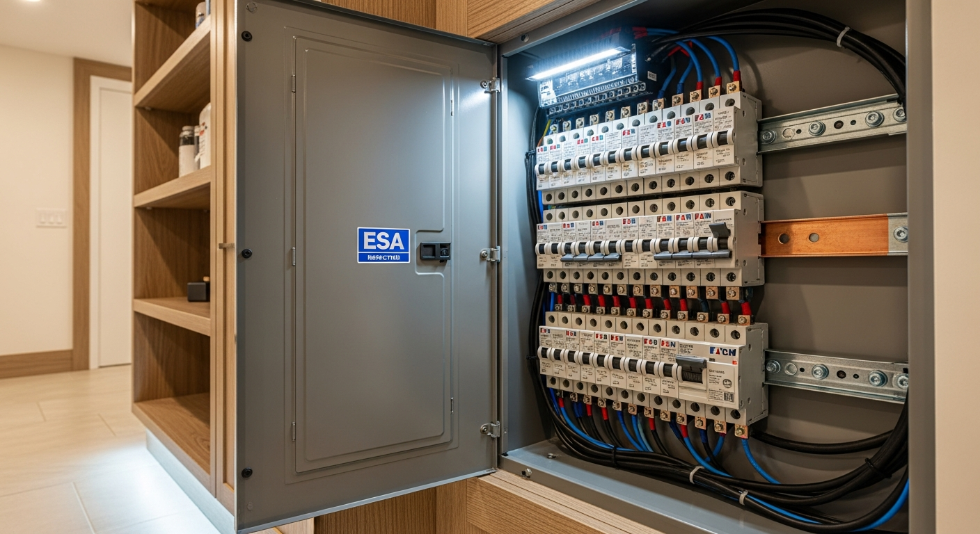 On-site electrical panel upgrade & installation install detail at a Pickering property
