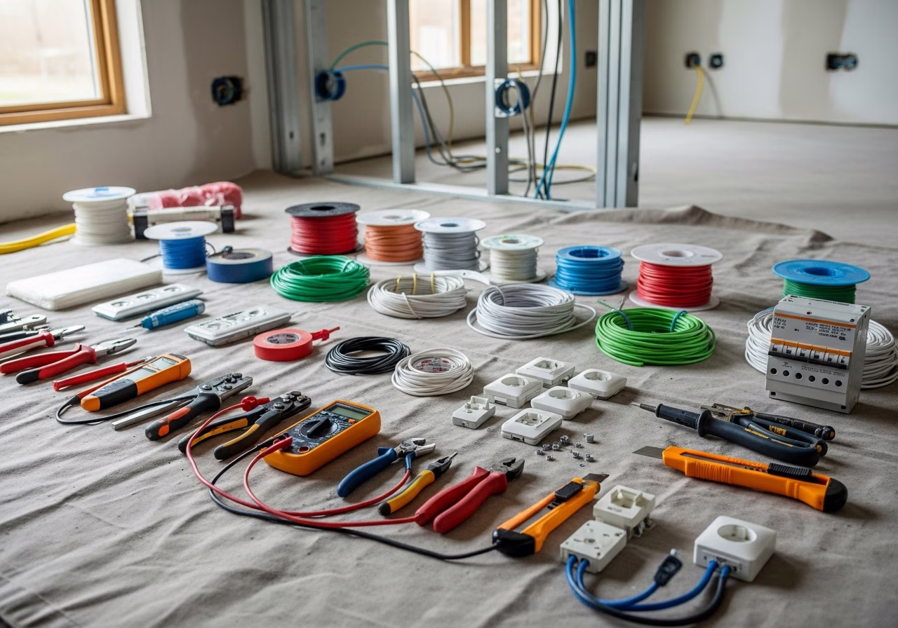 Tools and materials staged for electrical services in Toronto