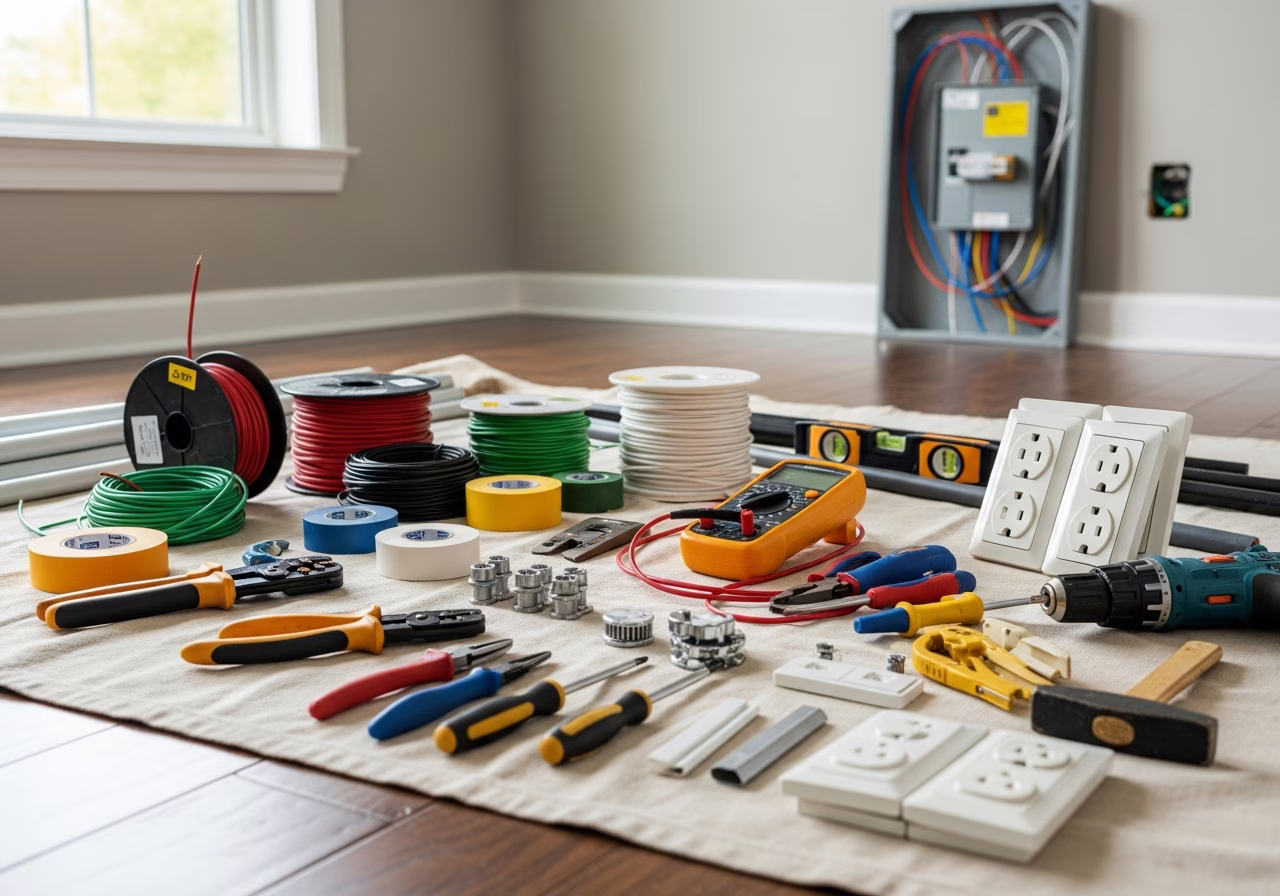 Tools and materials staged for electrical services in Vaughan