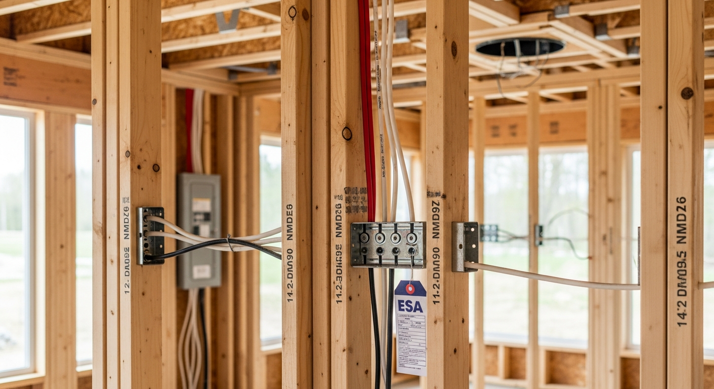 On-site electrical wiring & rewiring install detail at a Brock property