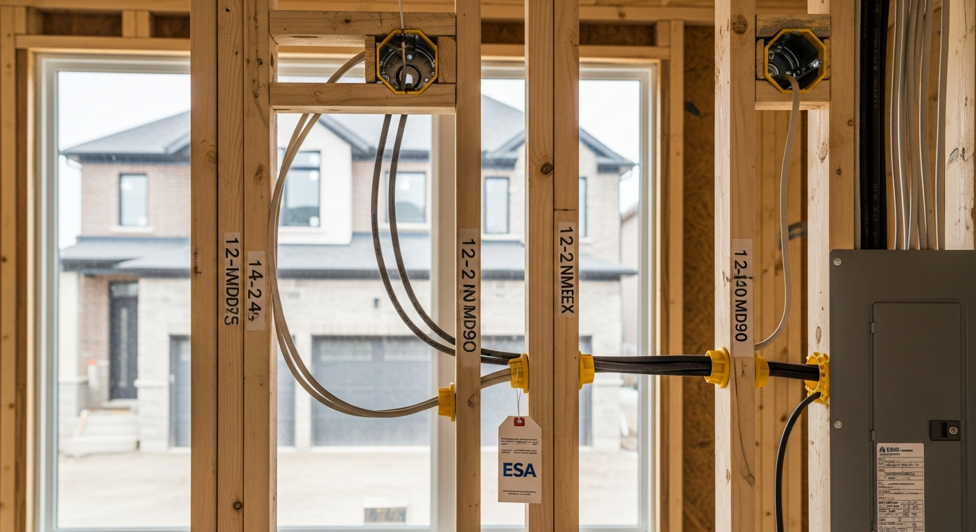 Close-up of professional electrical wiring & rewiring work delivered in Milton