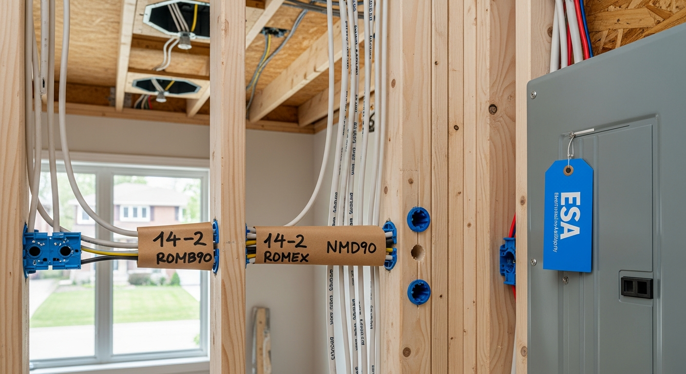 Detail view of a electrical wiring & rewiring job finished in Mississauga — expert craftsmanship