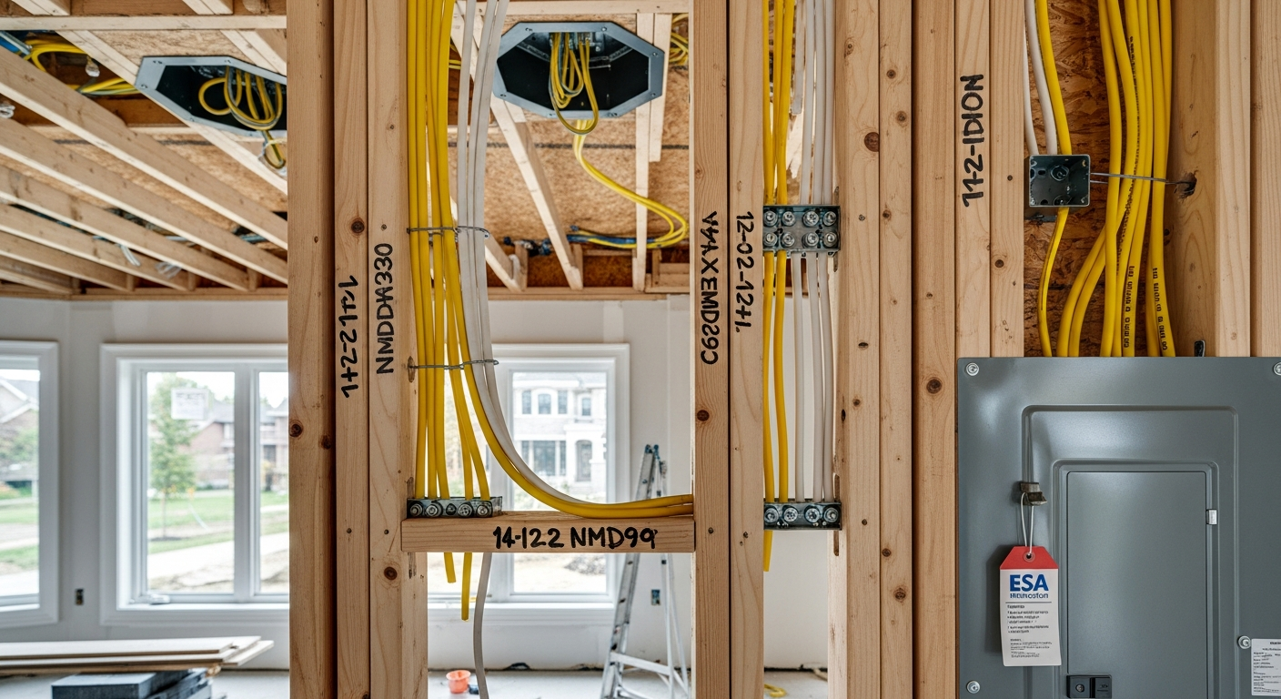 Completed electrical wiring & rewiring work showcasing finishing details in Richmond Hill