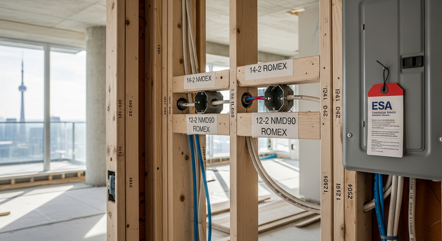Completed electrical wiring & rewiring work showcasing finishing details in Toronto