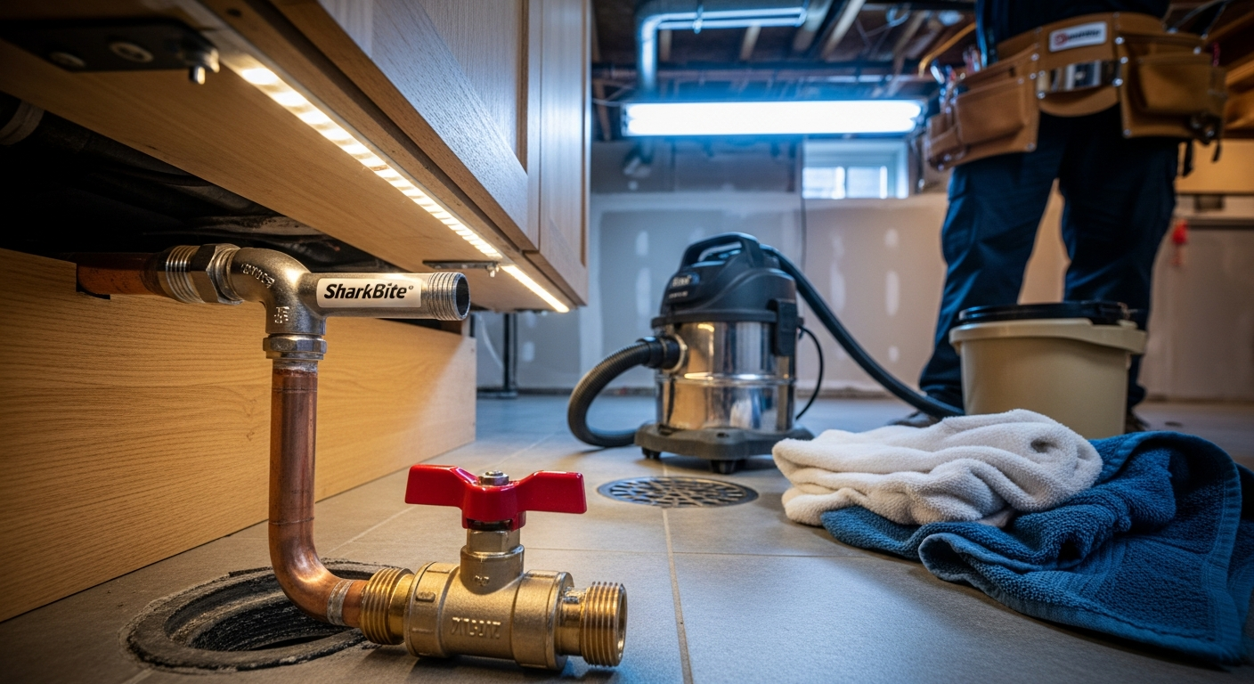 Close-up of professional emergency plumbing work delivered in Mississauga