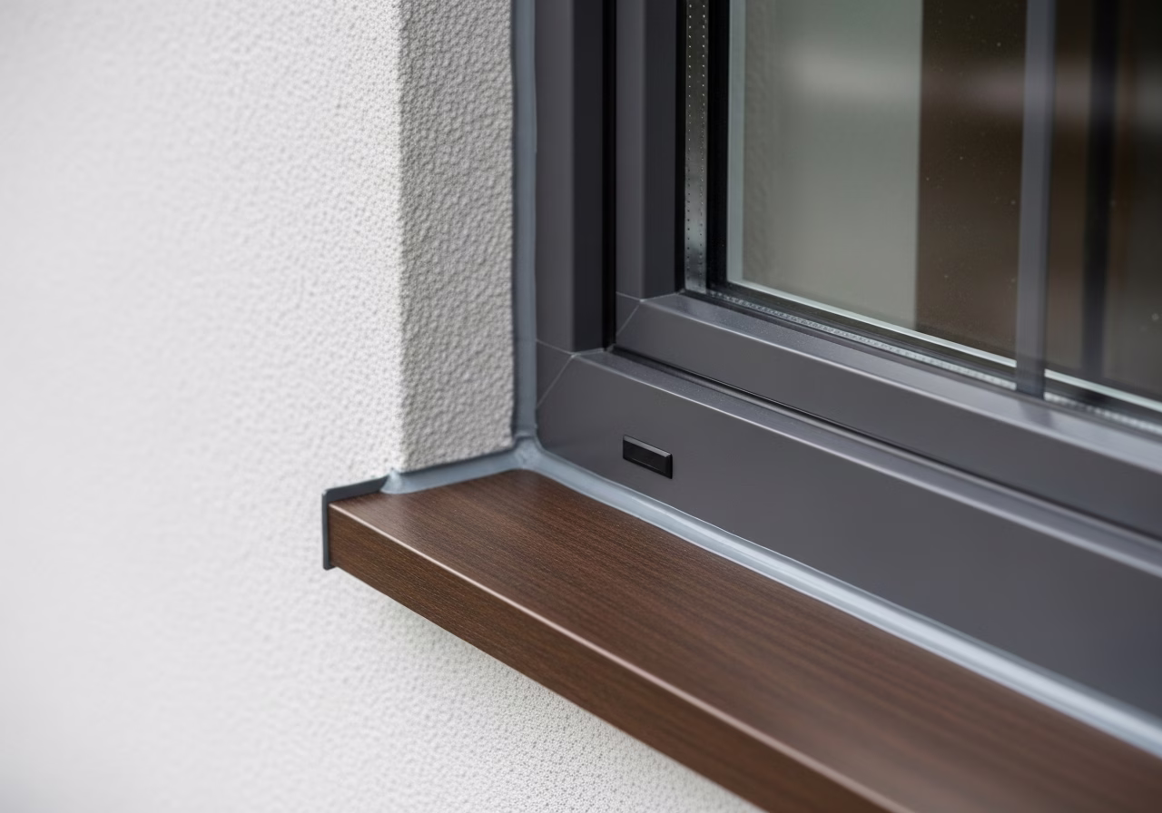 Close-up detail of finished energy efficient windows installation