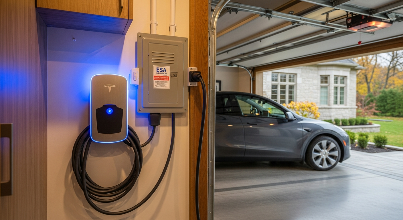 Final result of a ev charger installation project at a Caledon residence