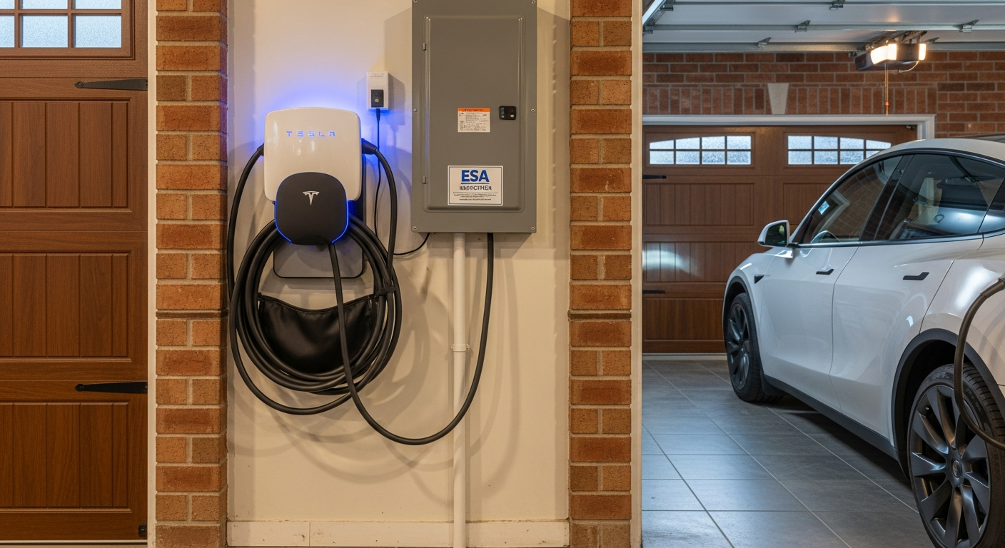 On-site ev charger installation install detail at a Clarington property