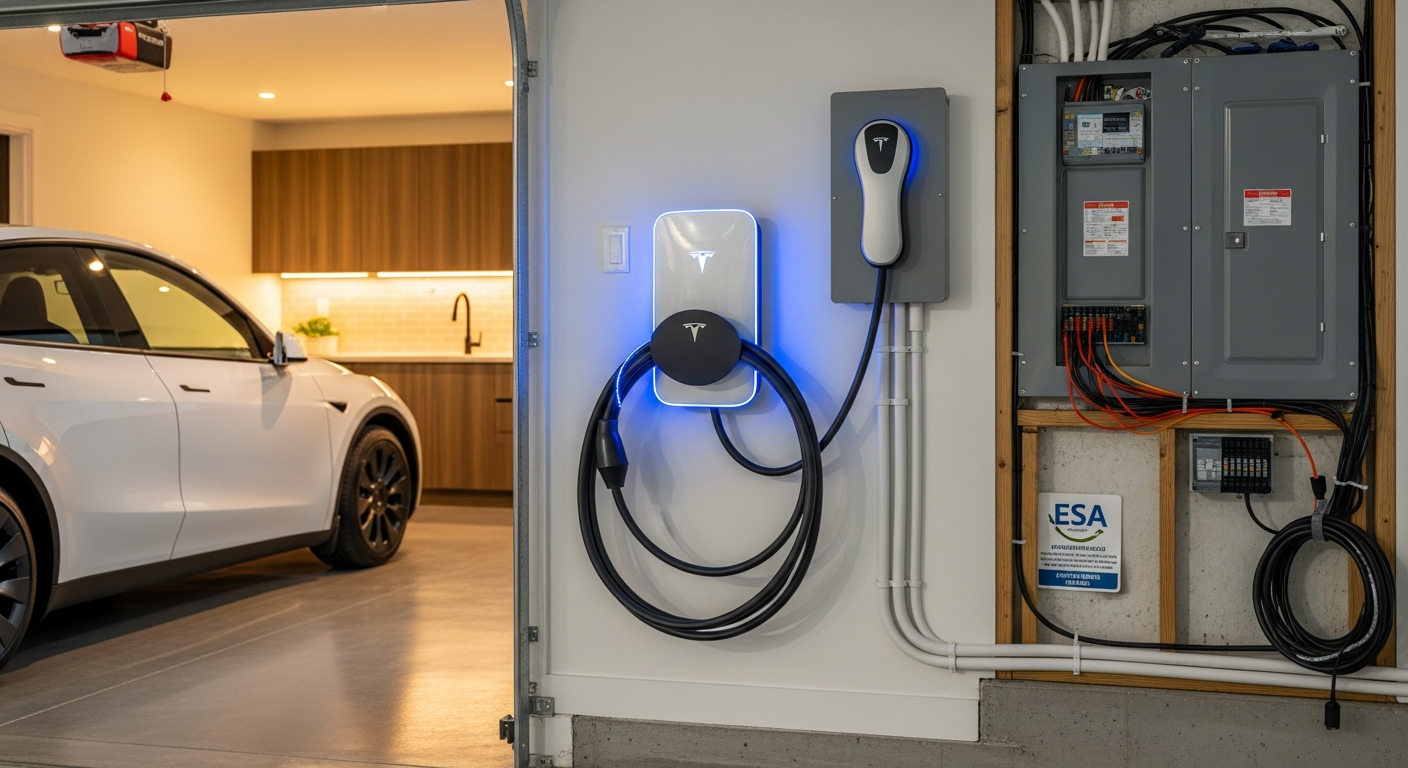 Recently completed ev charger installation renovation in a Georgina home