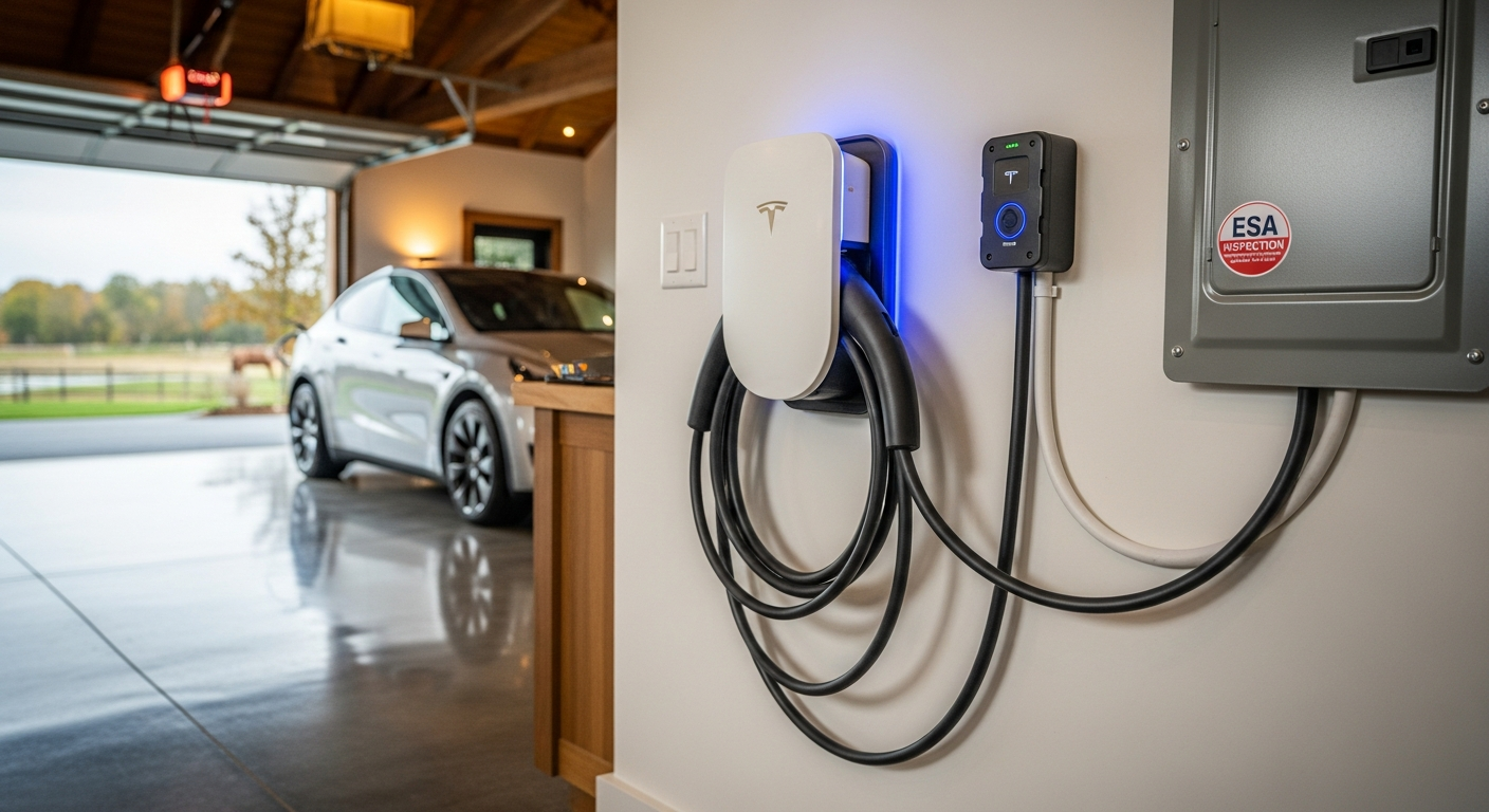 Recently completed ev charger installation renovation in a King City home