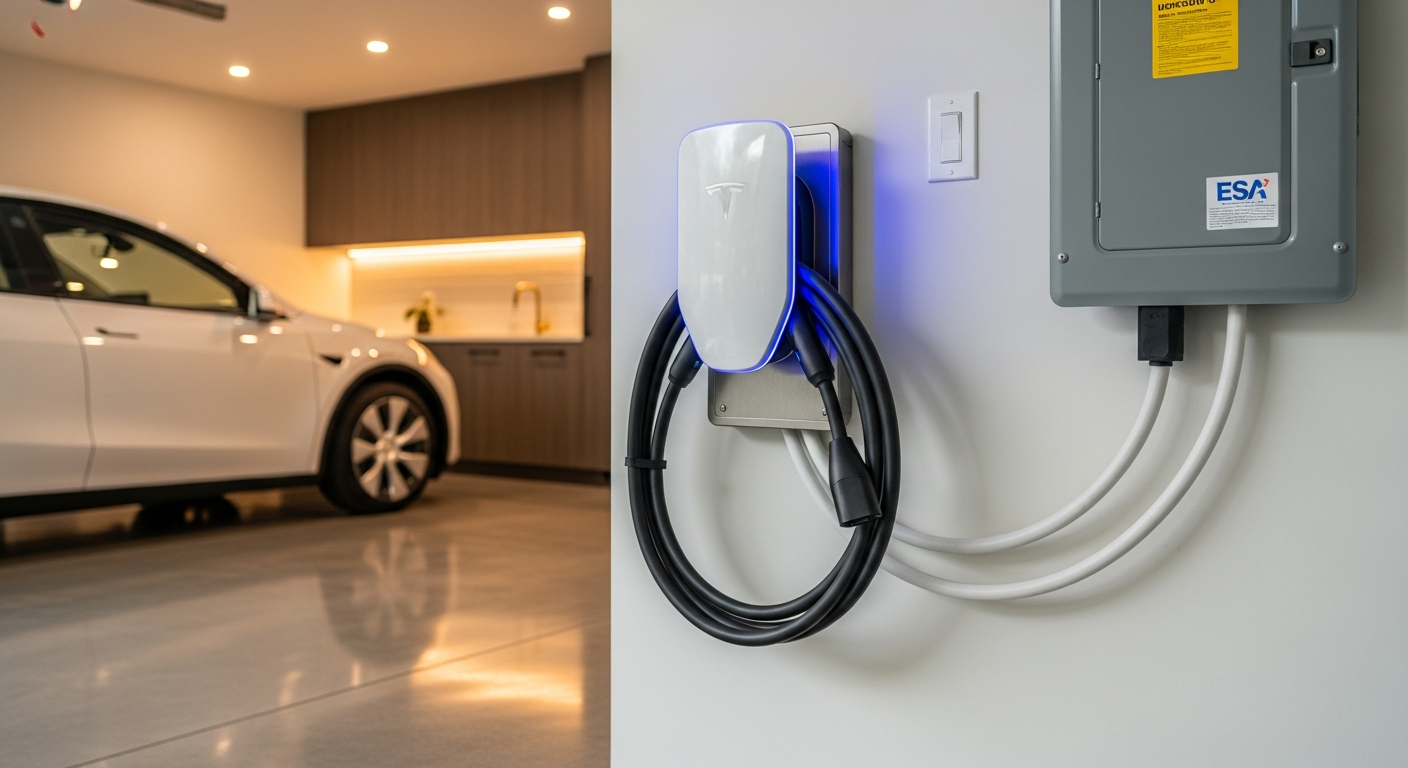 Final result of a ev charger installation project at a North York residence