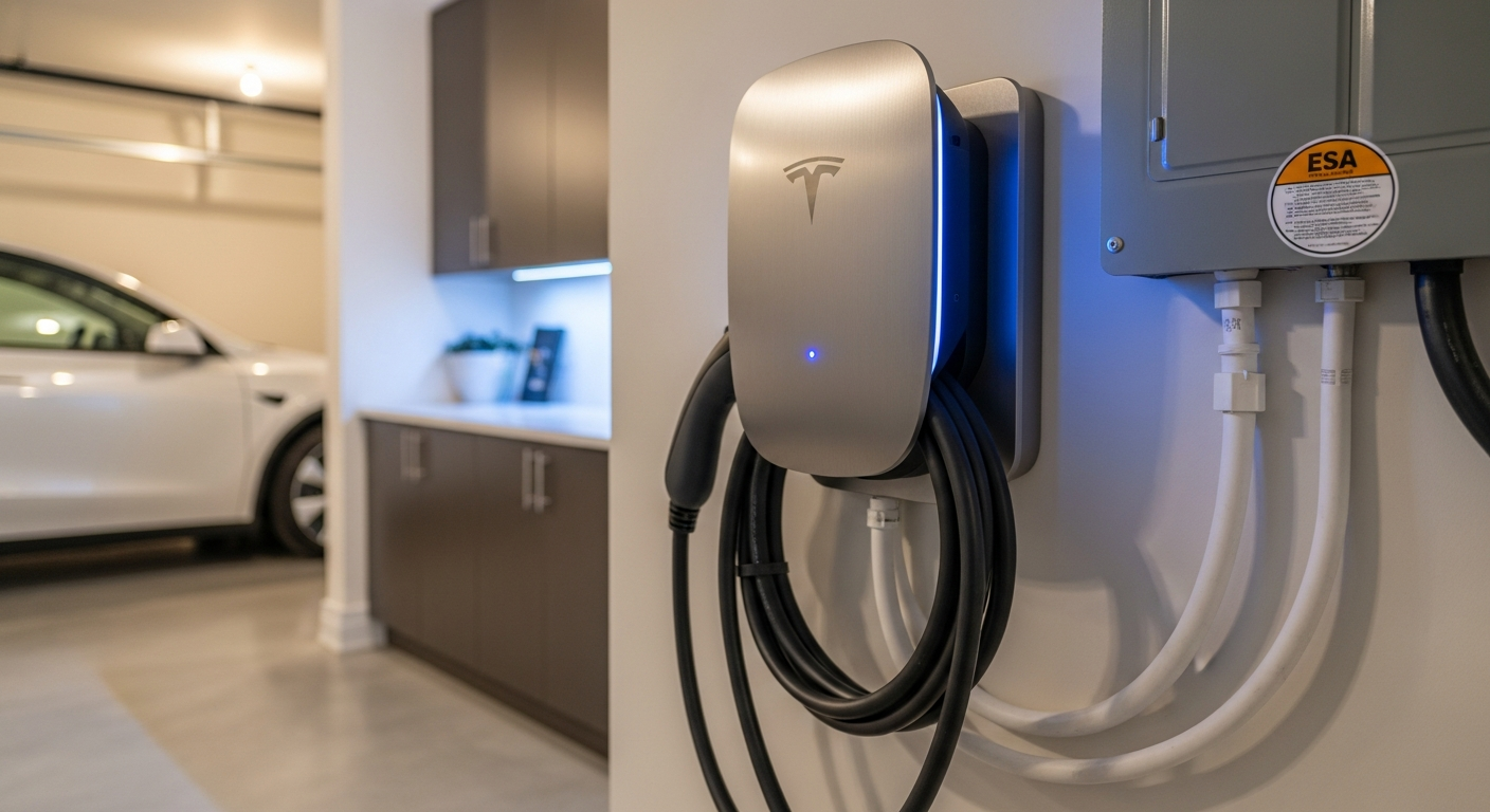 Editorial detail of a Whitby ev charger installation install — visible quality finish