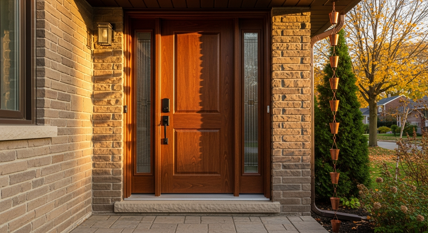 Editorial detail of a Burlington exterior door installation install — visible quality finish