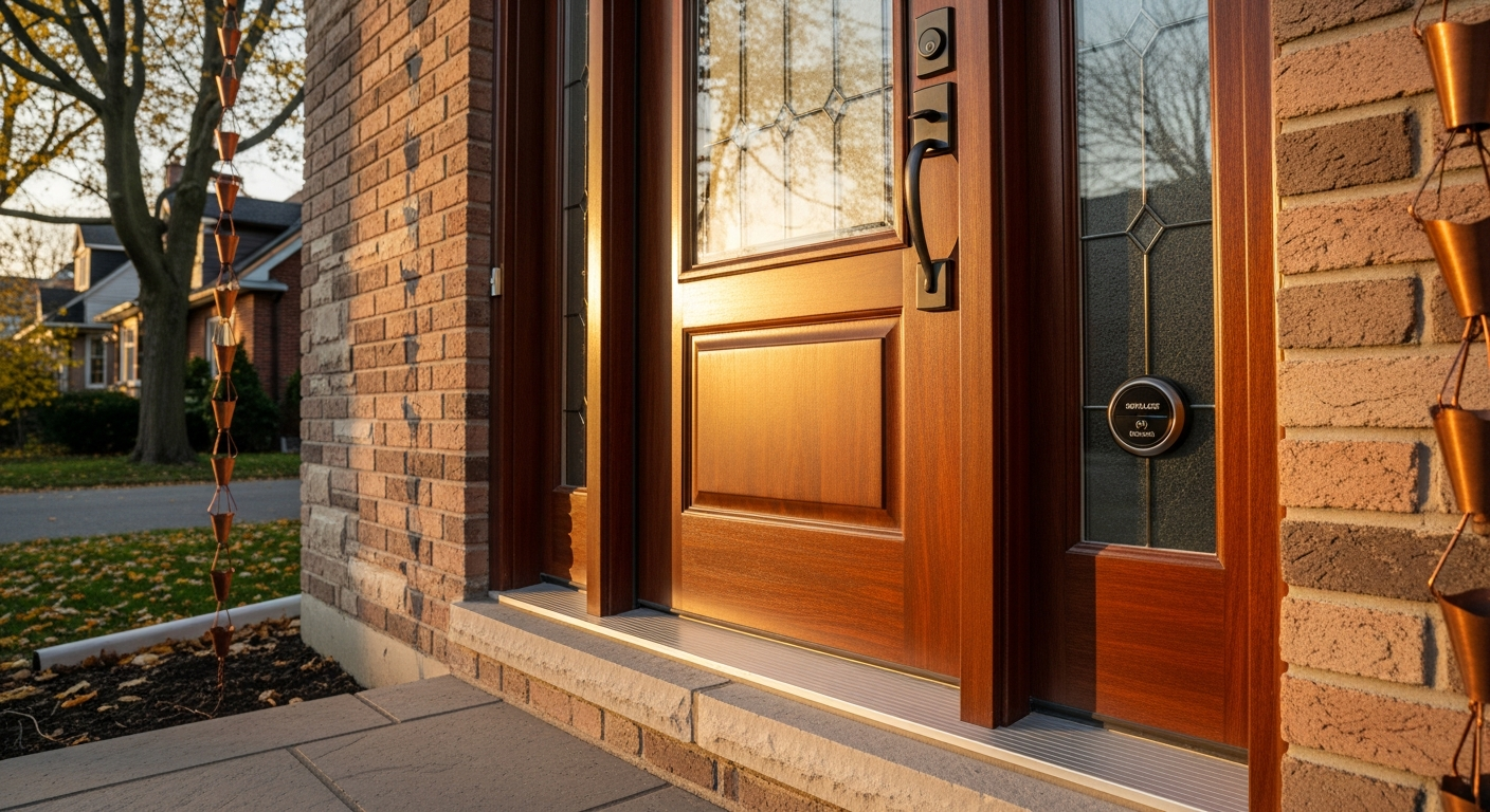 On-site exterior door installation install detail at a North York property