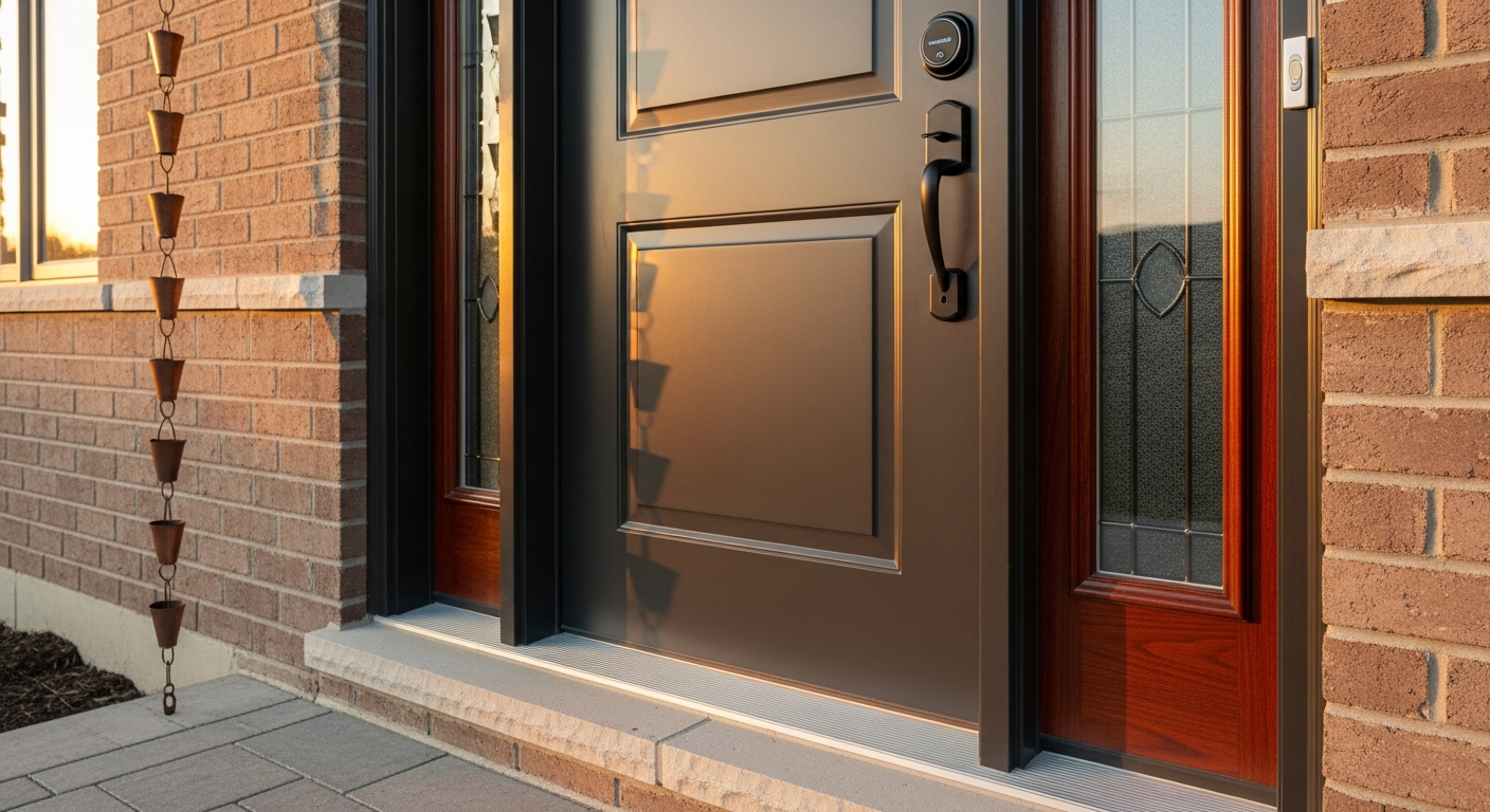 Detail view of a exterior door installation job finished in Scugog — expert craftsmanship