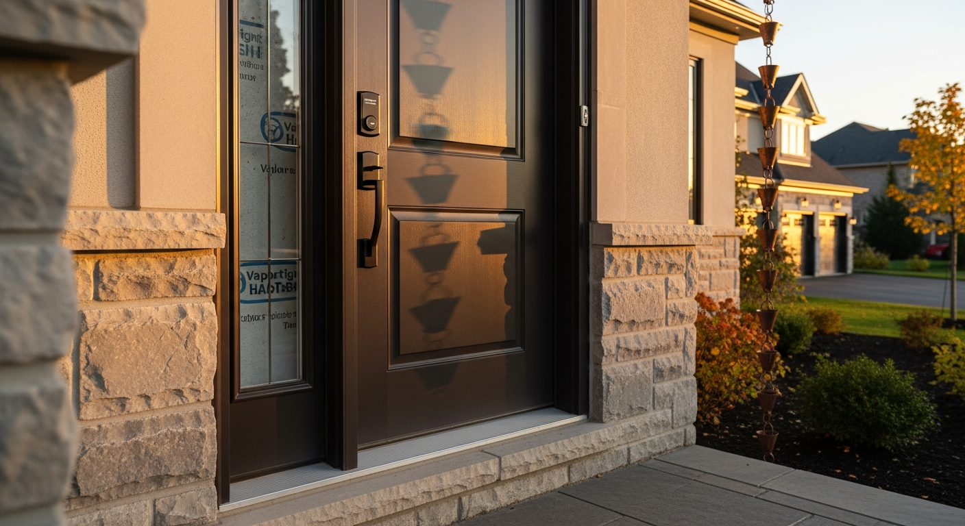 Close-up of professional exterior door installation work delivered in Vaughan