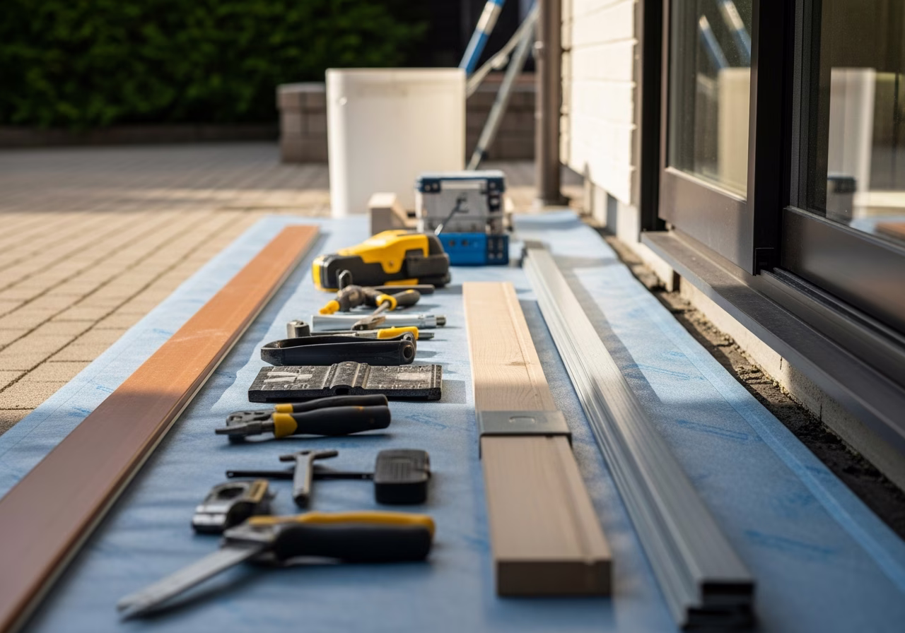 Tools and materials staged for exterior renovation in Markham