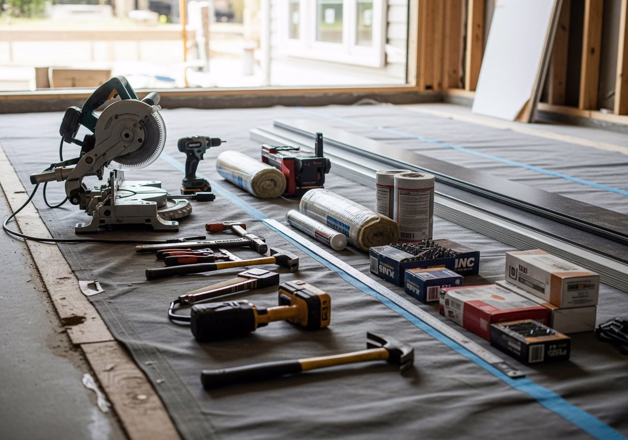 Tools and materials staged for exterior renovation in Toronto