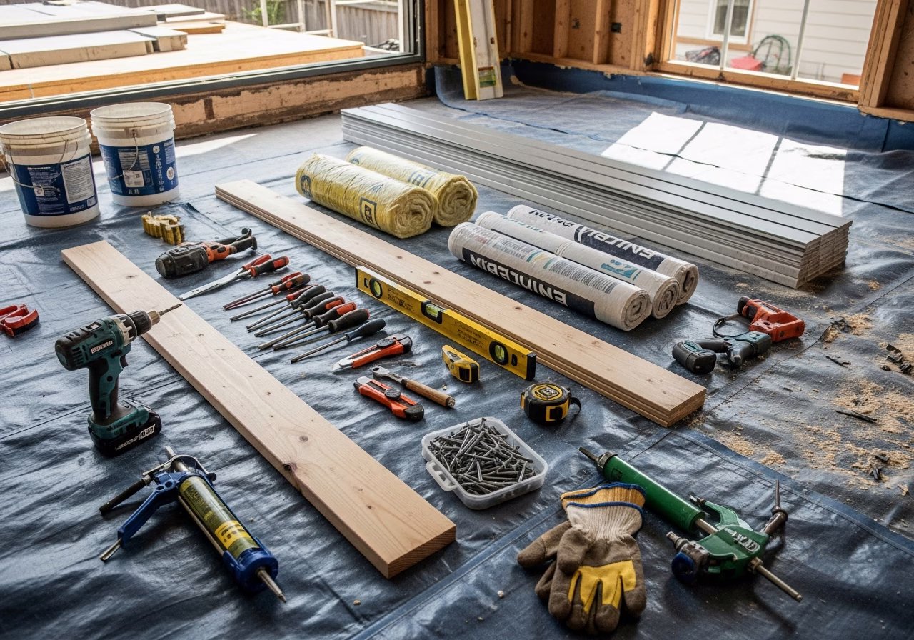 Tools and materials staged for exterior renovation in Vaughan