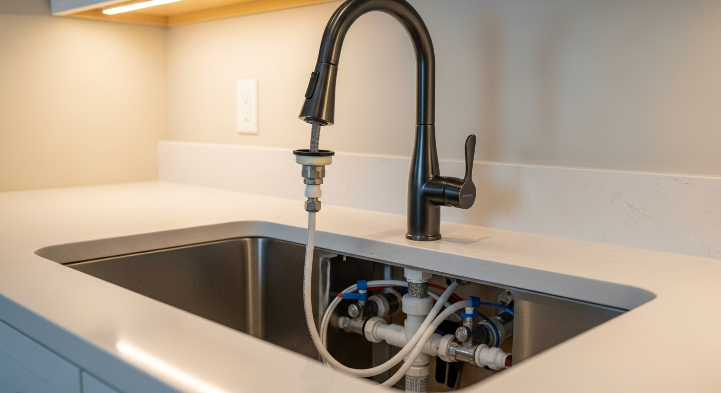 Final result of a faucet installation & repair project at a Aurora residence