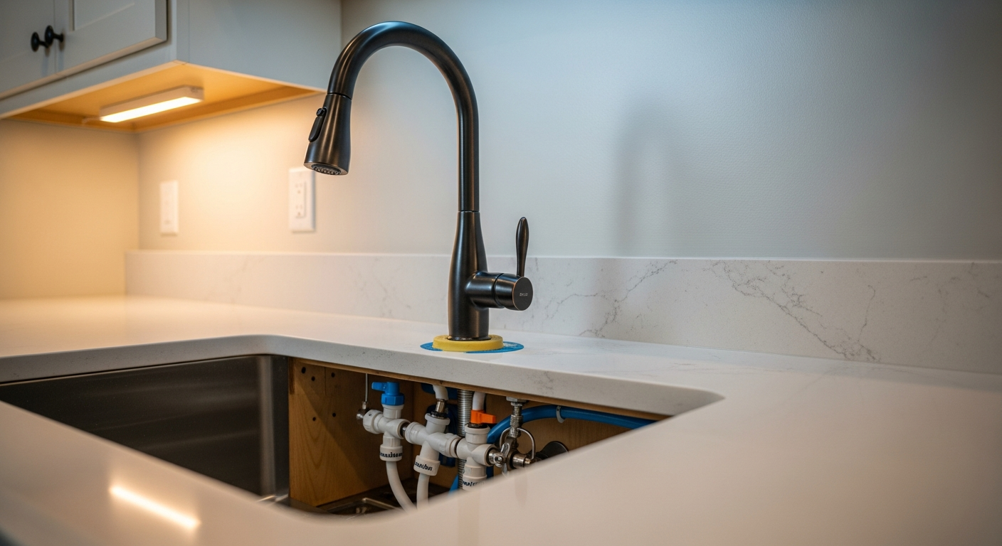 Faucet Installation & Repair portfolio close-up from a Brampton renovation by RenoHouse